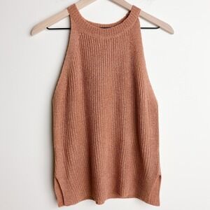 Be Cool High Neck Halter Sweater Tank Womens Large Boho Country Cowgirl‎